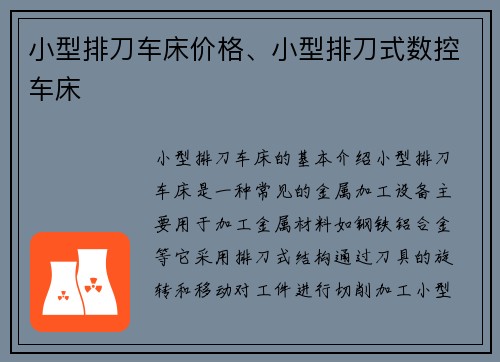 小型排刀车床价格、小型排刀式数控车床